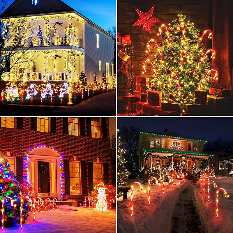 KOOPER Solar Christmas Decorations Lights Outdoor 8 Modes Set of 12 Solar Candy Cane Lights Pathway Markers String Lights with Stars Waterproof LED Garden Stakes Christmas Decor Gifts for Lawn Yard Home & Garden > Decor > Seasonal & Holiday Decorations& Garden > Decor > Seasonal & Holiday Decorations KOOPER   