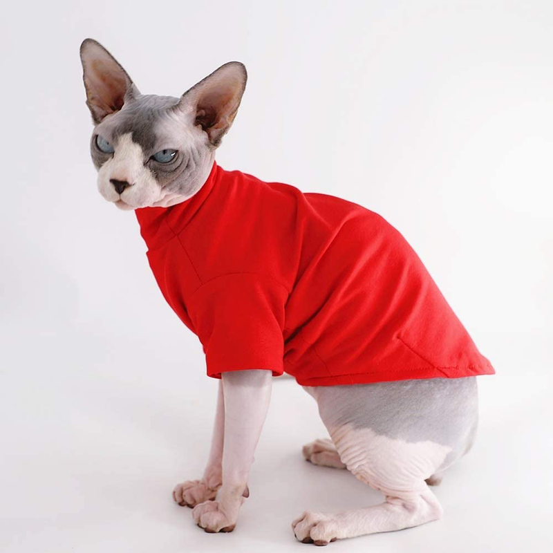 Sphynx Cat Clothes Winter Thick Cotton T-Shirts Double-Layer Pet Clothes, Pullover Kitten Shirts with Sleeves, Hairless Cat Pajamas Apparel for Cats & Small Dogs Animals & Pet Supplies > Pet Supplies > Cat Supplies > Cat Apparel Kitipcoo   