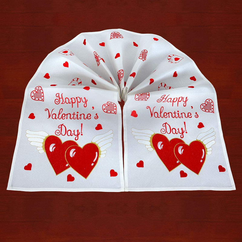 Simhomsen Embroidered 14Th February Happy Valentine'S Day Love Table Runner, Dresser Scarf for Wedding Anniversary, Marriage Proposals or Engagements (14 × 54 Inches) Home & Garden > Decor > Seasonal & Holiday Decorations Simhomsen   