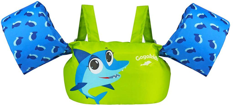 Gogokids Kids Pool Floats Swim Vest Life Jacket for 2-6, Toddler Arm Floaties Swim Aid with Water Wings and Shoulder Strap, for 30-50 lbs Boys and Girls, Children Puddle/Beach, As A Jumper Sporting Goods > Outdoor Recreation > Boating & Water Sports > Swimming Gogokids Green  