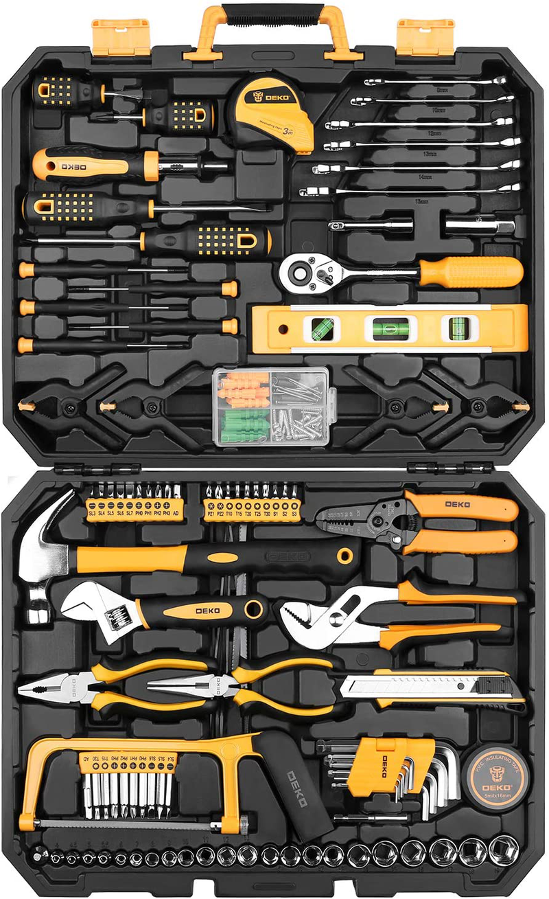 DEKOPRO 168 Piece Socket Wrench Auto Repair Tool Combination Package Mixed Tool Set Hand Tool Kit with Plastic Toolbox Storage Case Hardware > Tools > Tool Sets DEKOPRO Wrench  