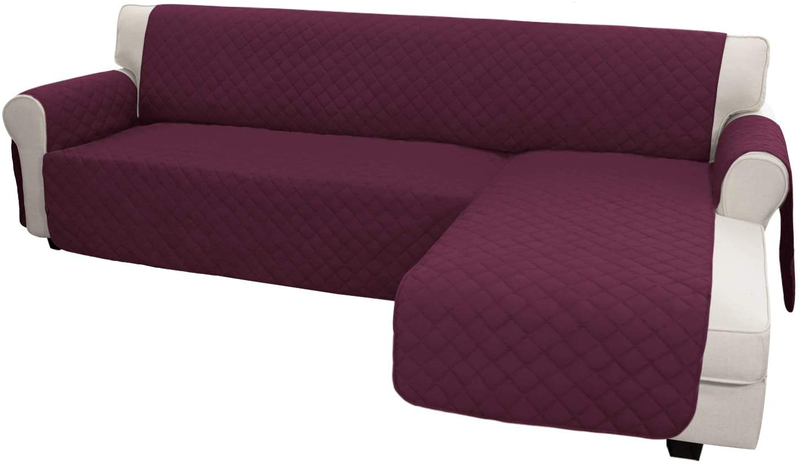 Easy-Going Sofa Slipcover L Shape Sofa Cover Sectional Couch Cover Chaise Slip Cover Reversible Sofa Cover Furniture Protector Cover for Pets Kids Children Dog Cat (Large,Dark Gray/Dark Gray) Home & Garden > Decor > Chair & Sofa Cushions Easy-Going Wine/Wine Large 