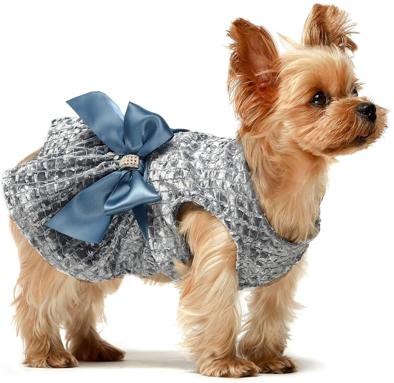 Fitwarm Valentines Day Dog Clothes Romantic Rose Dogs Oufit Embroidery Dog Dresses Pet Clothes Prom Puppy Dress Cat Birthday Doggie Party Gown Animals & Pet Supplies > Pet Supplies > Dog Supplies > Dog Apparel Fitwarm Blue X-Small 