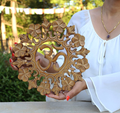 DharmaObjects Handcrafted Wooden Om Wall Decor Hanging Art (OM NATURAL)