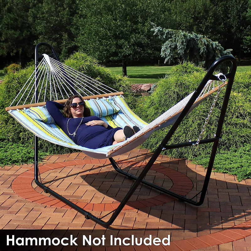 Sunnydaze 550-Pound Capacity Universal Multi-Use Heavy-Duty Steel Hammock Stand, 2 Person, Fits Hammocks 9 to 14 Feet Long, Black Home & Garden > Lawn & Garden > Outdoor Living > Hammocks Sunnydaze Decor   