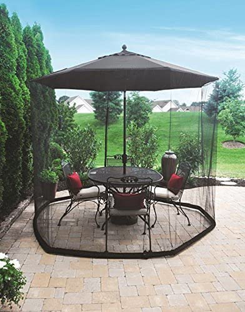 Homeroots 9' Patio Umbrella Outdoor Table Bug Screen Mesh Black Mosquito Net Canopy Curtains Adjustable Enclosure Large Umbrella Hanging Tent 100% Polyester Light Weight Mosquito Netting Sporting Goods > Outdoor Recreation > Camping & Hiking > Mosquito Nets & Insect Screens OceanTailer   