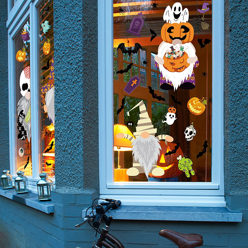 OEAGO 80 PCS Halloween Window Clings,Halloween Decorations Indoor Window Stickers Gnome Elf Decals Decor for Home Bar Party Supplies,Pumpkin bat Door Stickers Accessories for Kids Arts & Entertainment > Party & Celebration > Party Supplies OEAGO   