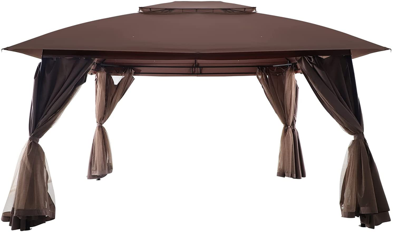 SUNSPEAR 11x13 Gazebo for Patios, Double Vent Outdoor Gazebo Canopy with Removable Privacy Curtain and Net, Patio Gazebo Tent with 140 Square Feet of Shade, Gazebo for Deck, Lawn and Garden (Brown) Home & Garden > Lawn & Garden > Outdoor Living > Outdoor Structures > Canopies & Gazebos SUNSPEAR Brown 11FTx13FT 