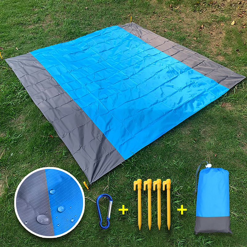 HALIHALL Beach Blanket Sandproof,79" X 83" for 4-7 Persons Beach Mat,Waterproof Pocket Picnic Blanket with 4 Stakes, Portable Picnic Mat,Outdoor Blanket for Travel, Camping, Hiking,Packable w/Bag Home & Garden > Lawn & Garden > Outdoor Living > Outdoor Blankets > Picnic Blankets HALIHALL   