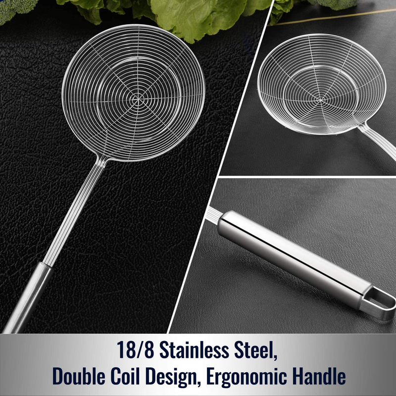 Hiware Solid Stainless Steel Spider Strainer Skimmer Ladle for Cooking and Frying, Kitchen Utensils Wire Strainer Pasta Strainer Spoon, 5.4 Inch Home & Garden > Kitchen & Dining > Kitchen Tools & Utensils HIWARE   