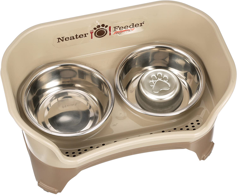 Neater Feeder Express Elevated Dog and Cat Bowls - Raised Pet Dish - Stainless Steel Food and Water Bowls for Small to Large Dogs and Cats Animals & Pet Supplies > Pet Supplies > Dog Supplies Neater Feeder Cappuccino M/L (with Slow Feed Bowl) 