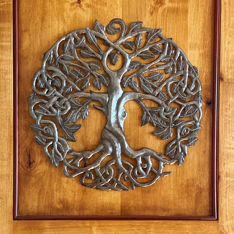 Small Tree of Life Wall Art, 17.25 Inches Round, Haitian Metal Artwork Decor, Celtic Family Trees, Modern Plaque, Handmade in Haiti, Fair Trade Certified Home & Garden > Decor > Artwork > Sculptures & Statues It's Cactus   