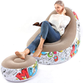 Lazy Sofa, Inflatable Sofa, Family Inflatable Lounge Chair, Graffiti Pattern Flocking Sofa, with Inflatable Foot Cushion, Suitable for Home Rest or Office Rest, Outdoor Folding Sofa Chair (Green) Sporting Goods > Outdoor Recreation > Camping & Hiking > Camp Furniture BOMTTY Khaki  