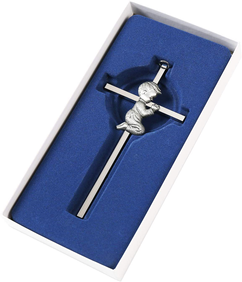 Silver Boy Wall Cross, Blessing Baby Plaque Wall Decor, for First Holy Communion, Baptism Cross for Boy, Birthday, Baby Shower, Christening(Boy) Home & Garden > Decor > Seasonal & Holiday Decorations TRULIVA   