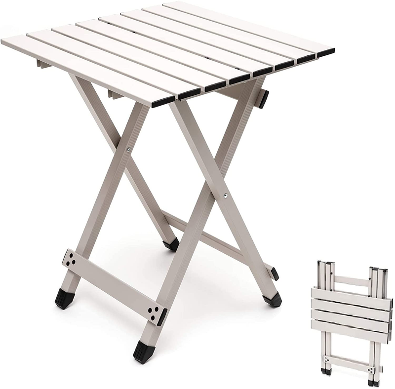 Folding Camping Table - Lightweight Aluminum Portable Picnic Table, 18.5L X 18.5W X 24.5H Inch for Cooking, Beach, Hiking, Travel, Fishing, BBQ, Indoor Outdoor Small Foldable Camp Tables Sporting Goods > Outdoor Recreation > Camping & Hiking > Camp Furniture SUNNYFEEL Grey  