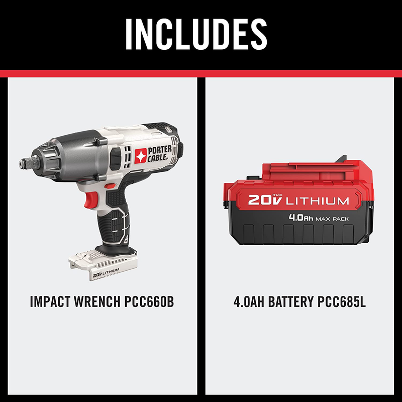 PORTER-CABLE 20V MAX Impact Wrench, 1/2-Inch (PCC740LA) Hardware > Tools > Multifunction Power Tools PORTER-CABLE   
