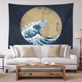 Spanker Space Ukiyoe Red White and Blue Japanese Mythical Creature The Great Waves Godzilla Fabric Tapestry 60 x 80 inches Wall Hangings with Hanging Accessories for Wall Art Home Dorm Decor Home & Garden > Decor > Artwork > Decorative Tapestries SPANKER SPACE Godzilla Blue 60" L x 80" W 