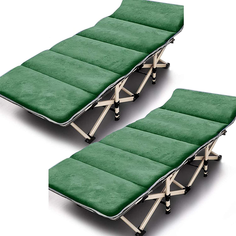 Folding Camping Cots for Adults Heavy Duty Cot with Carry Bag, Portable Durable Sleeping Bed for Camp Office Home Use Outdoor Cot Bed for Traveling (2Pack -Blue with Mattress) Sporting Goods > Outdoor Recreation > Camping & Hiking > Camp Furniture JOZTA 2pack -Green With Mattress  
