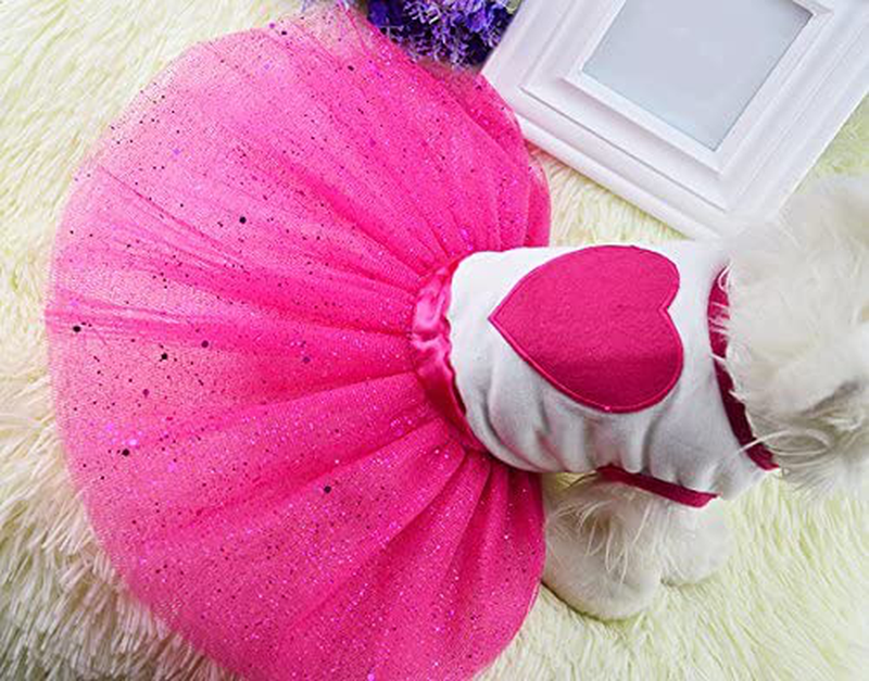 Idepet Spring Summer Pet Dog Cat Puppy Tutu Princess Dress Heart Printed Lace Skirt Clothes Pet Apparel Animals & Pet Supplies > Pet Supplies > Cat Supplies > Cat Apparel Idepet   