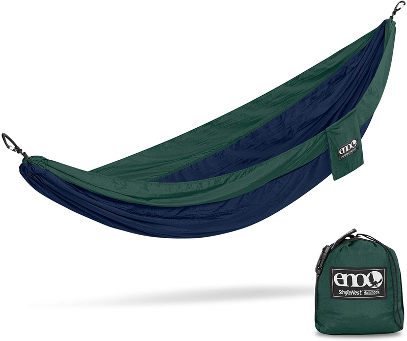 ENO, Eagles Nest Outfitters SingleNest Lightweight Camping Hammock Home & Garden > Lawn & Garden > Outdoor Living > Hammocks ENO Navy/Forest Standard Packaging One Size