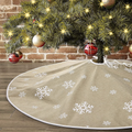 Sofevaim Christmas 48 Inch Burlap Tree Skirt,White Snowflake for Rustic Xmas New Year Party Holiday Indoor Outdoor Decorations