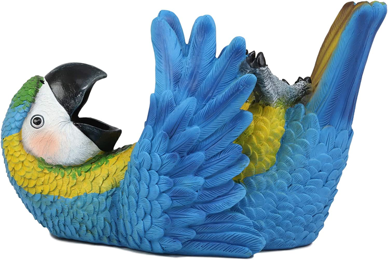 Ebros Gift Tropical Rio Rainforest BlueScarlet Macaw Parrot Wine Bottle Holder Caddy Figurine 10.25"Long Kitchen Dining Party Hosting Decor Statue Of South American Evergreen Forest Birds (Blue Macaw) Home & Garden > Decor > Seasonal & Holiday Decorations Ebros Gift   
