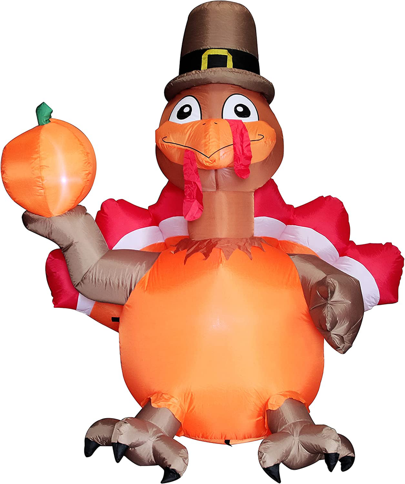 Kurala 6 FT Thanksgiving Inflatable Pumpkin Turkey with Warm White LED Lights, Cute Thanksgiving Day Gift Box for Indoor, Outdoor, Party, Yard, Garden, Lawn Blow Up Holiday Decoration Home & Garden > Decor > Seasonal & Holiday Decorations& Garden > Decor > Seasonal & Holiday Decorations Kurala   