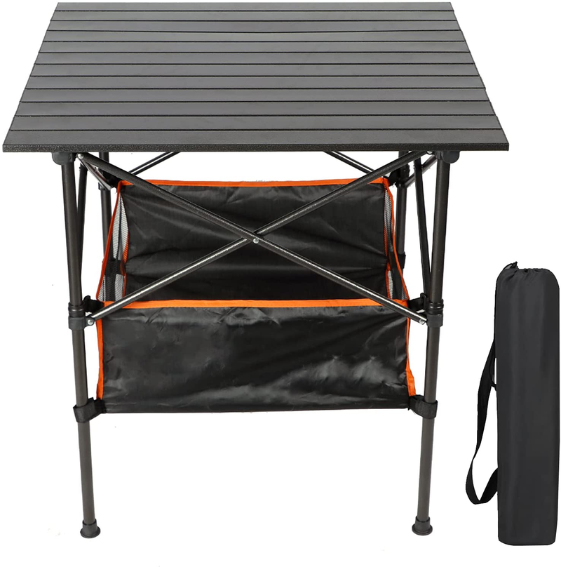 Kinchoix Outdoor Folding Table Portable Camping Table with Mesh Storage Bag Ultralight Aluminum Square Camp Table in a Bag for Picnic RV Fold Travel Home Use Sporting Goods > Outdoor Recreation > Camping & Hiking > Camp Furniture Kinchoix 27.6x 27.6x 27.6 in  