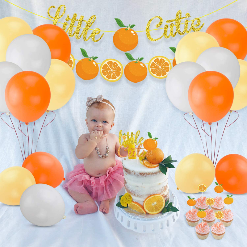 Little Cutie Baby Shower Decorations Little Cutie Citrus Garland Orange Cake Cupcake Toppers Balloons for Hey Cutie Birthday Party Supplies Tangerine Theme Baby Shower Clementine Fruit Party Decors