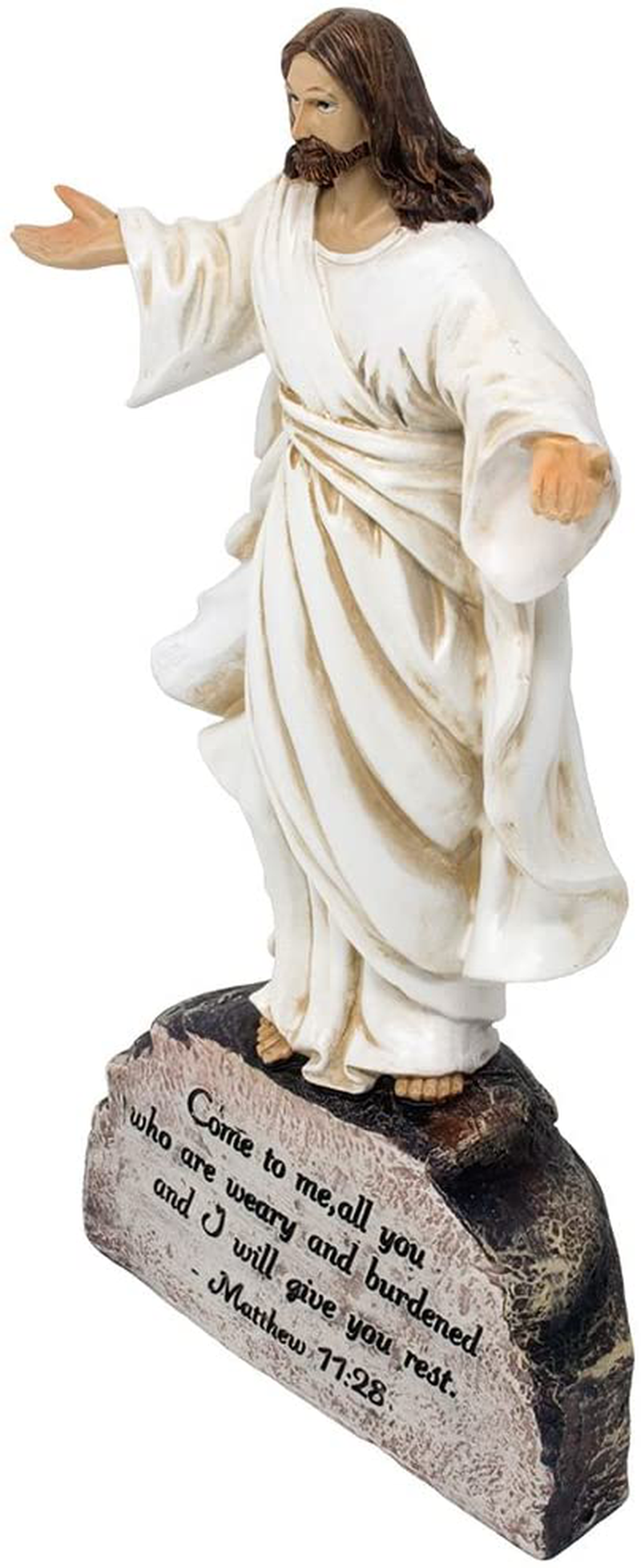 Decorative Jesus Standing on Rock Statue with Inspirational Bible Verse for Christian Home Décor Sculptures and Figurines As Spiritual Shelf Decorations Or Religious Gifts for Christmas and Easter