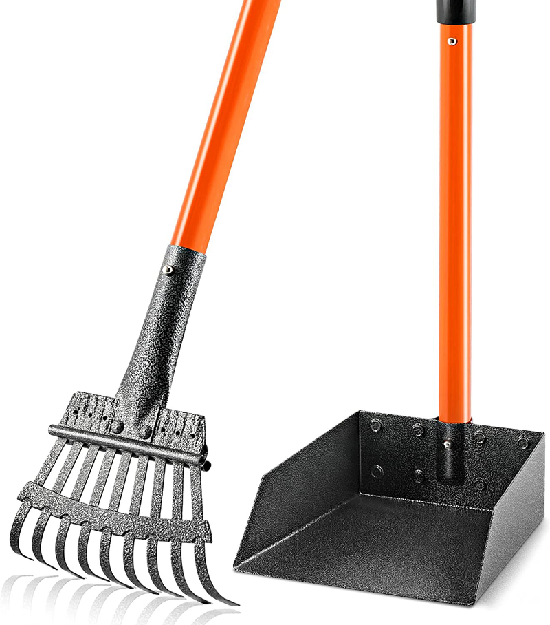 HITKYC Pooper Scooper for Large and Small Dogs, Detachable Long Handle Dog Pooper Scooper with Metal Tray & Rake Set, Easy Pick Up Poop Scooper for Pets, Great for Grass, Lawns, Dirt, Gravel