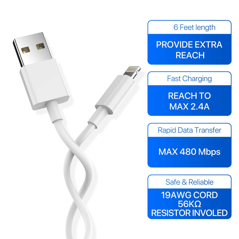 iPhone Charger AUNC 3PACK 6Feet Long Lightning to USB Charging Cable Fast Connector Data Sync Transfer Cord Compatible with iPhone 11 / Xs Max/X/8/7/Plus/6S/6/SE/5S iPad… Electronics > Electronics Accessories > Power > Power Adapters & Chargers AUNC   