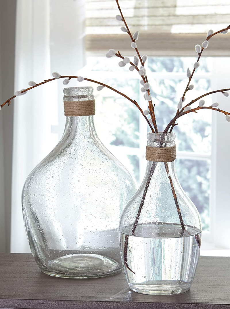 Signature Design by Ashley Marcin Modern Glass 2 Peiece Bottle Neck Vase Set, Clear Home & Garden > Decor > Vases Signature Design by Ashley   