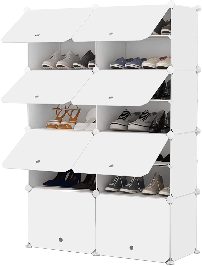 JOISCOPE Portable Shoe Storage Organzier Tower , Modular Cabinet Shelving for Space Saving, Shoe Rack Shelves for Shoes, Boots, Slippers (2X7-Tier) Furniture > Cabinets & Storage > Armoires & Wardrobes 10 Pounds   