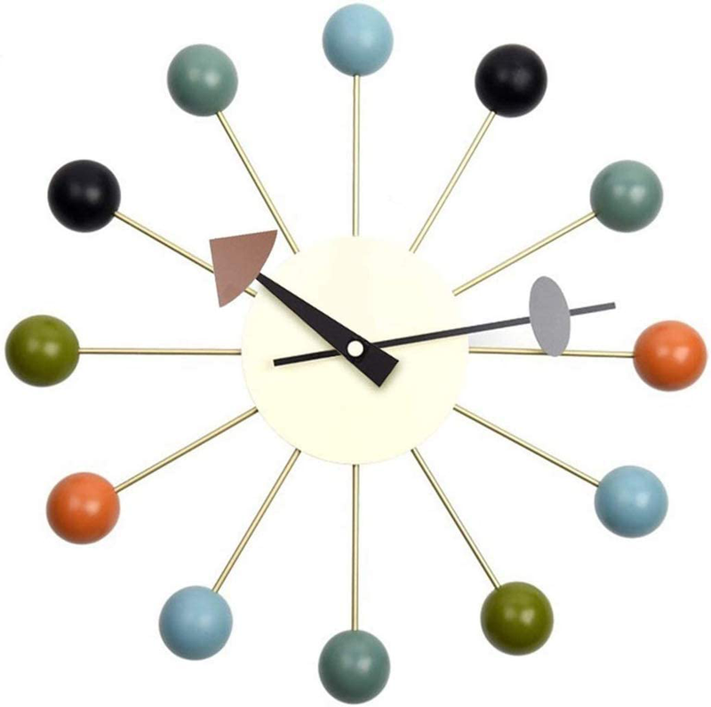 Tiandihe Wood Ball Wall Clock Silent Battery Operated Non Ticking 13 inches Pop Color Quartz Clocks Decorative Living Room Home & Garden > Decor > Clocks > Wall Clocks Tiandihe   