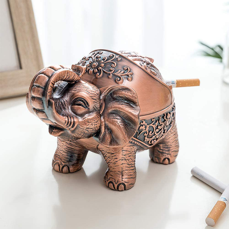 Elephant Ashtray with Lid Windproof Ashtrays for Cigarettes Outdoor Ashtray for Weed Cool Ashtrays Fancy Ash Tray Sets for Weed for Patio, Home, Office Decor Home & Garden > Decor > Seasonal & Holiday Decorations SANGFOR   
