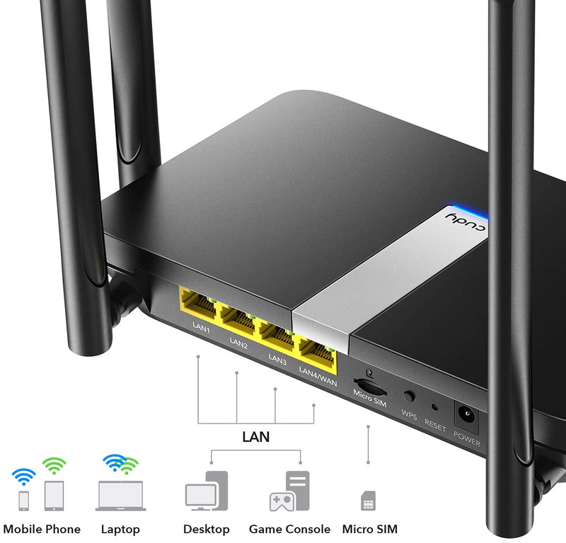 Cudy AC1200 Dual Band Unlocked 4G LTE Modem Router with SIM Card Slot, 1200Mbps WiFi, LTE Cat4, EC25-AFX Qualcomm Chipset, 5dBi High Gain Antennas, DDNS, VPN, Cloudflare, Not for Verizon Electronics > Networking > Modems Cudy   