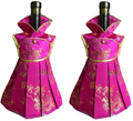 OOCC 2Pcs Chinese Brocade Dress Wine Bottle Cover China Dress Cheongsam Wine Bags Champagne Bags for Party Christmas Decorations Hotel Bar Kitchen Table Decor (Red-F) Home & Garden > Decor > Seasonal & Holiday Decorations& Garden > Decor > Seasonal & Holiday Decorations OOCC Rose  