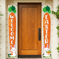 Happy Easter Day Porch Sign, Hello Spring Decoration Hanging Banner for Front Porch Door Home Indoor Outdoor, Decorated with Easter Eggs Easter Basket Easter Bunny Easter Lily Tulip Home & Garden > Decor > Seasonal & Holiday Decorations BBGM5 Color B  
