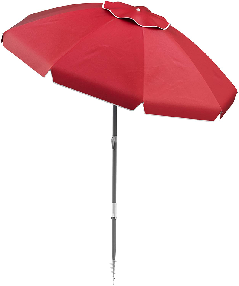 Pure Garden 50-LG1093 Beach Umbrella with 360 Degree Tilt-Portable Outdoor Sun Shade Canopy with UV Protection Sand Anchor, Carrying Case (7 Ft, Red) Home & Garden > Lawn & Garden > Outdoor Living > Outdoor Umbrella & Sunshade Accessories Trademark   