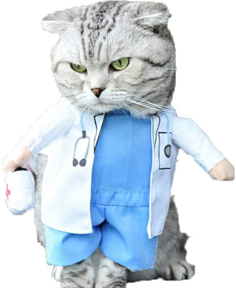 NACOCO Dog Cat Doctor Costume Pet Doctor Clothing Halloween Jeans Outfit Apparel Animals & Pet Supplies > Pet Supplies > Cat Supplies > Cat Apparel NACOCO Medium  
