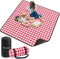 Remunkia Picnic Blanket Outdoor Blankets 79"x 79" Extra Large 3 Layers Waterproof Picnic Mat Oversized & Portable for Beach, Park, Camping, Travel, Hiking - Black & White Home & Garden > Lawn & Garden > Outdoor Living > Outdoor Blankets > Picnic Blankets Remunkia Red and White  