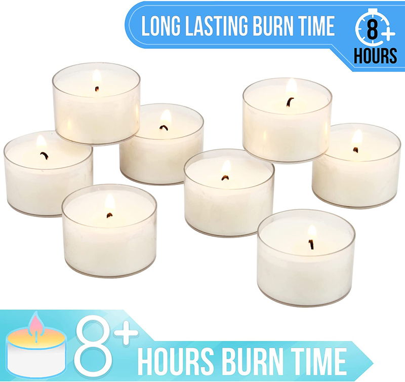 Stonebriar 48 Pack Unscented 8 Hour Extended Burn Time Clear Cup Tea Light Candles, 48 Count Home & Garden > Decor > Home Fragrances > Candles CKK Home Decor   