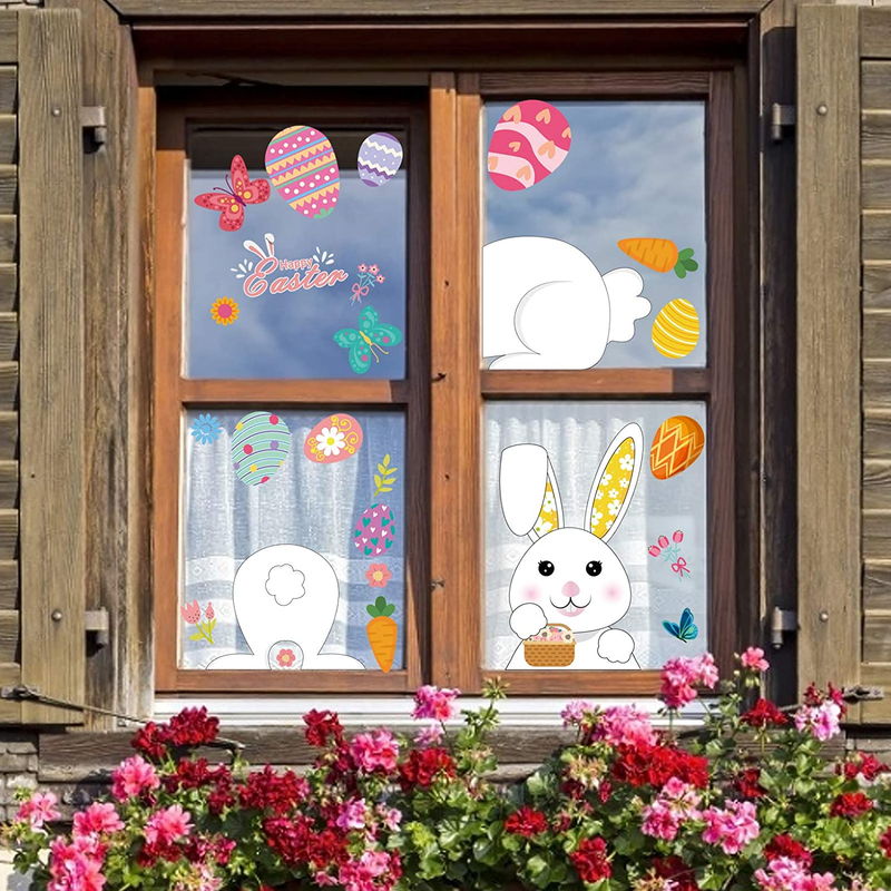 Easter Window Stickers for Easter Day Decorations, 121 PCS 9 Sheets Reusable Static Spring Window Clings Decor Home & Garden > Decor > Seasonal & Holiday Decorations KOUME   