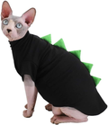 Dinosaur Design Sphynx Hairless Cat Clothes Cute Breathable Summer Cotton Shirts Cat Costume Pet Clothes,Round Collar Kitten T-Shirts with Sleeves, Cats & Small Dogs Apparel Animals & Pet Supplies > Pet Supplies > Cat Supplies > Cat Apparel Kitipcoo Black Medium (Pack of 1) 