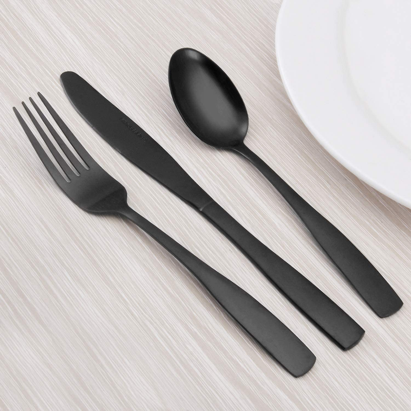 Matte Black Silverware Set, Satin Finish 40-Piece Stainless Steel Flatware set, Tableware Cutlery Set Service for 8, Utensils for Kitchens, Dishwasher Safe