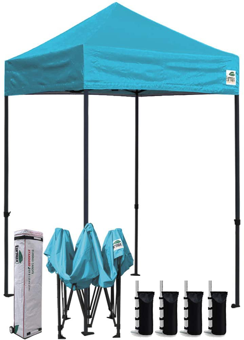Eurmax 8x8 Feet Ez Pop up Canopy, Outdoor Canopies Instant Party Tent, Sport Gazebo with Roller Bag,Bonus 4 Canopy Sand Bags (White) Home & Garden > Lawn & Garden > Outdoor Living > Outdoor Structures > Canopies & Gazebos Eurmax turquoise 5x5 