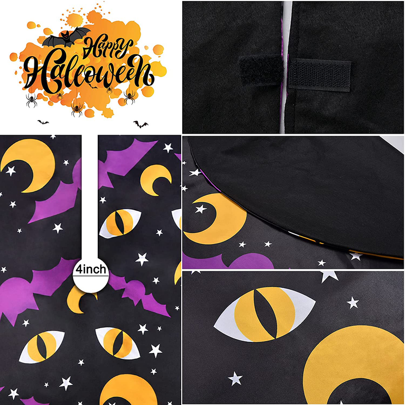 tiosggd Halloween Tree Skirt, Bats Moon Cat Eyes 48 Inches Xmas Tree Mat, Nightmare Before Christmas Fall Party Decorations