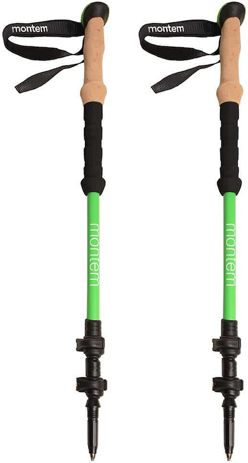 Montem Ultra Strong Trekking, Walking, and Hiking Poles - One Pair (2 Poles) - Collapsible, Lightweight, Quick Locking, and Ultra Durable Sporting Goods > Outdoor Recreation > Camping & Hiking > Hiking Poles Montem Green  