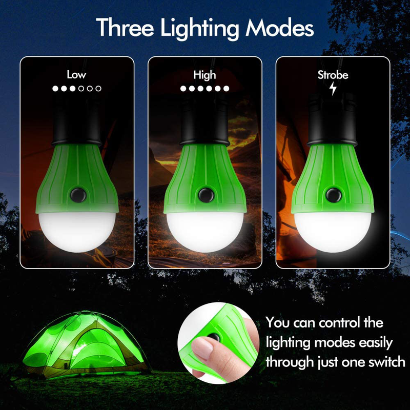 FLY2SKY Tent Lamp Portable LED Tent Light 4 Packs Clip Hook Hurricane Emergency Lights LED Camping Light Bulb Camping Tent Lantern Bulb for Camping Hiking Fishing Outage Sporting Goods > Outdoor Recreation > Camping & Hiking > Tent Accessories FLY2SKY   